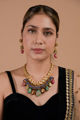 Multi Color Stone Necklace Set3173 video
